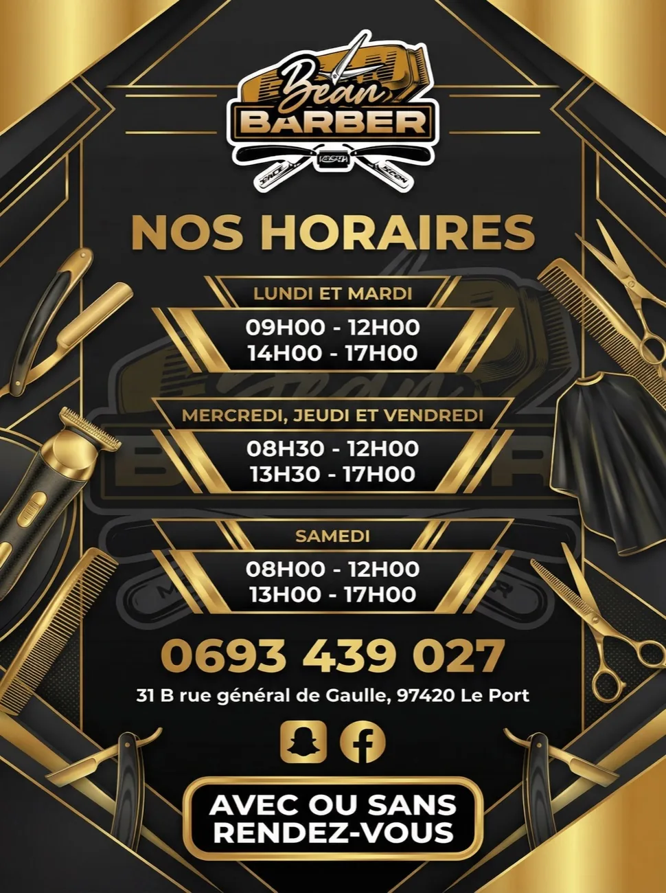 Branding et affiches Bean Barber — réalisation AF Prod
